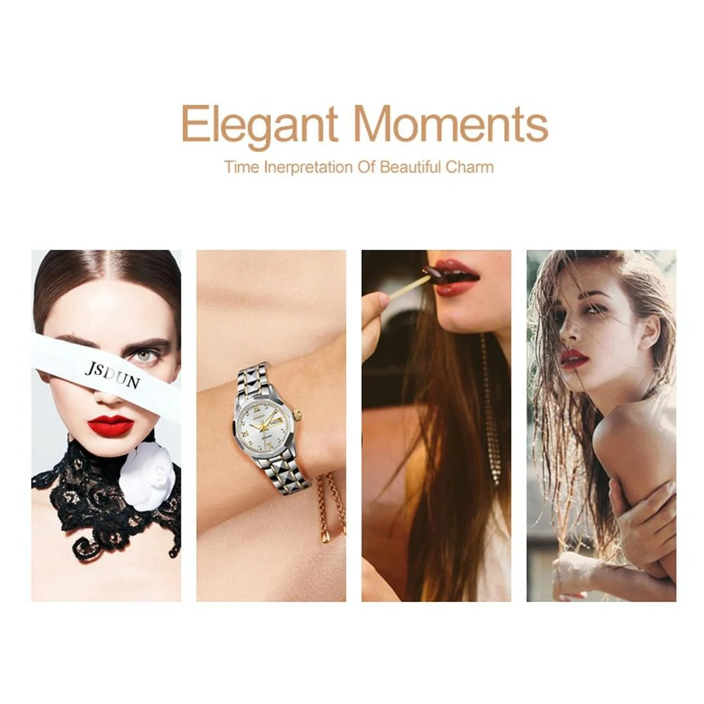 Stylish Waterproof Luminous Women Automatic Watch - 8813