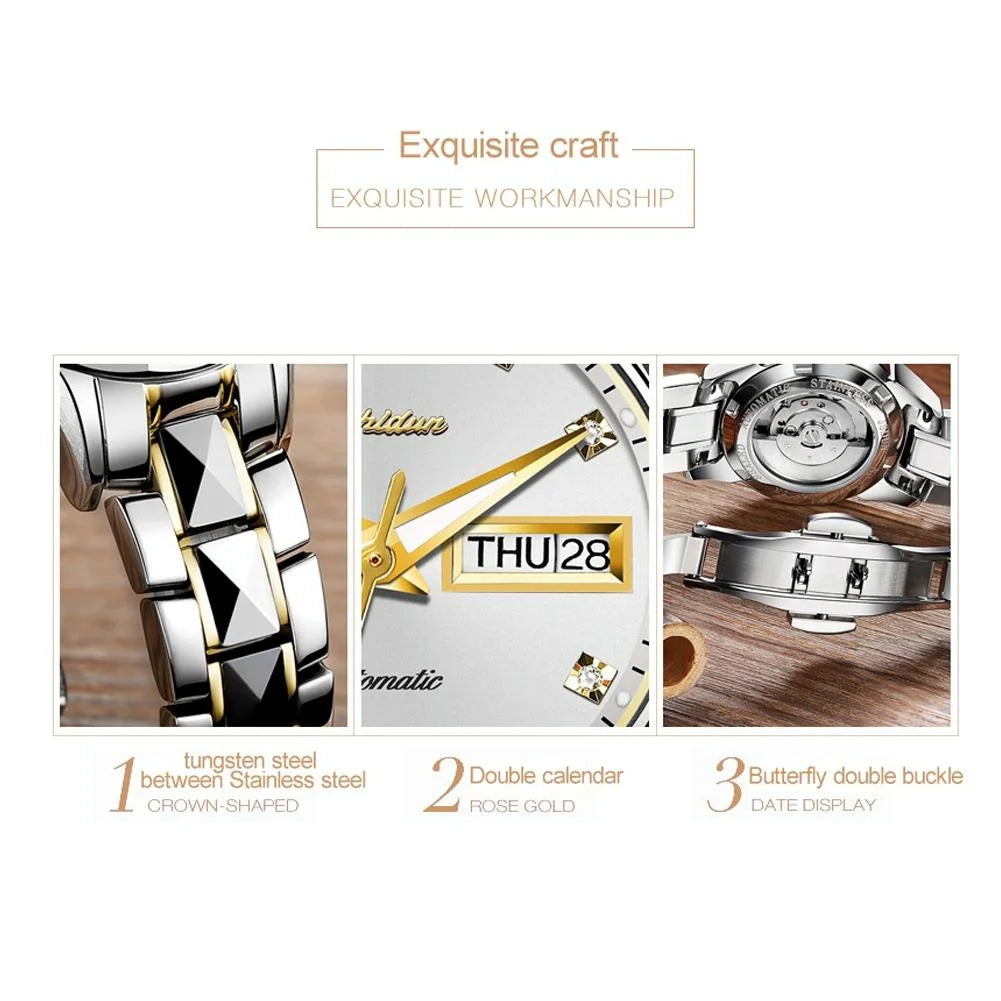 Stylish Waterproof Luminous Women Automatic Watch - 8813