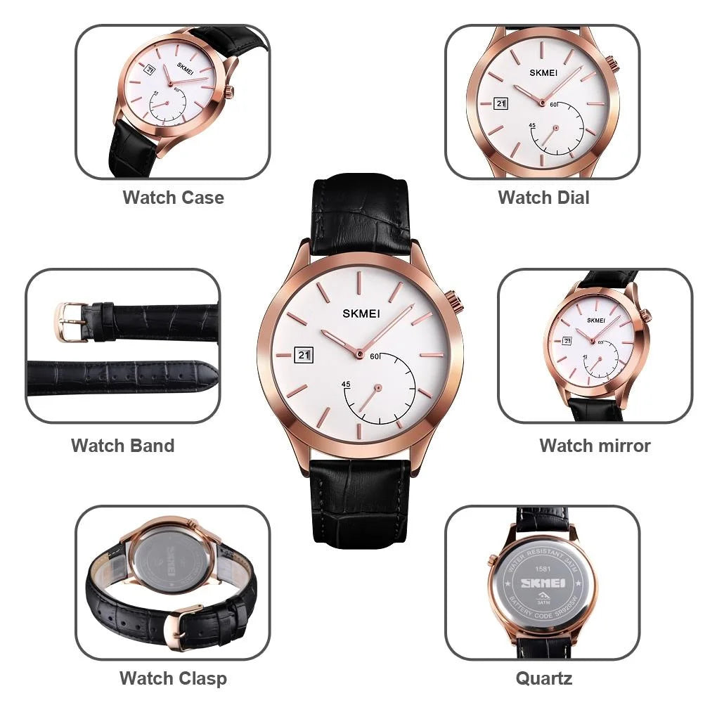 Stylish Waterproof Men Quartz Watch with Silver Steel Band