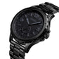 Stylish Waterproof Men Quartz Watch with Steel Band - Black