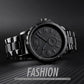 Stylish Waterproof Men Quartz Watch with Steel Band - Black
