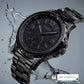 Stylish Waterproof Men Quartz Watch with Steel Band - Black