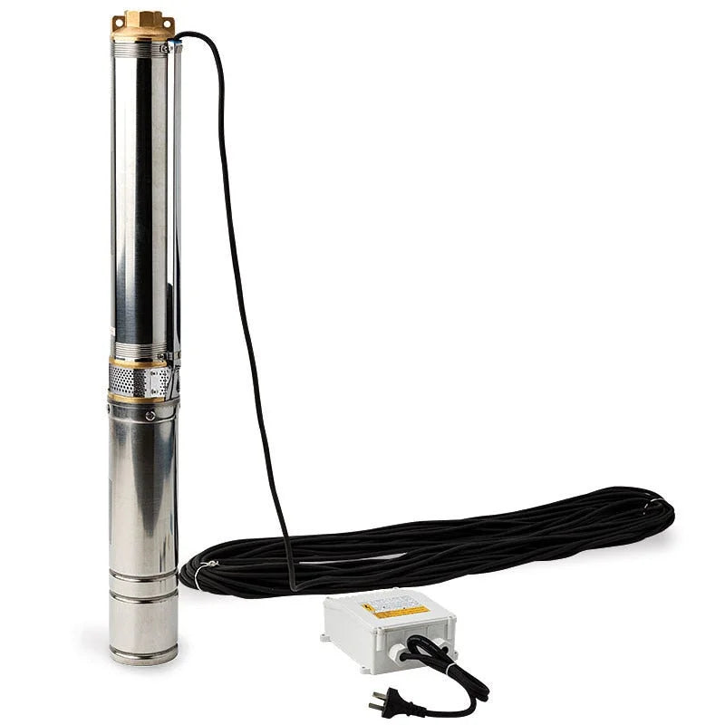 Steel garden water pump with garden pump body and outlet fitting