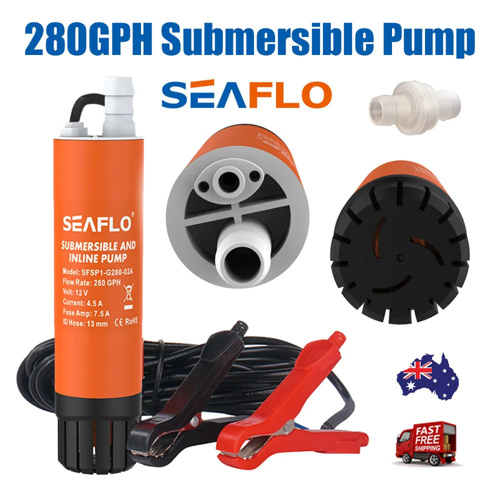 Submersible Pump 12V 280G/H Boat Caravan Inline Water Pump
