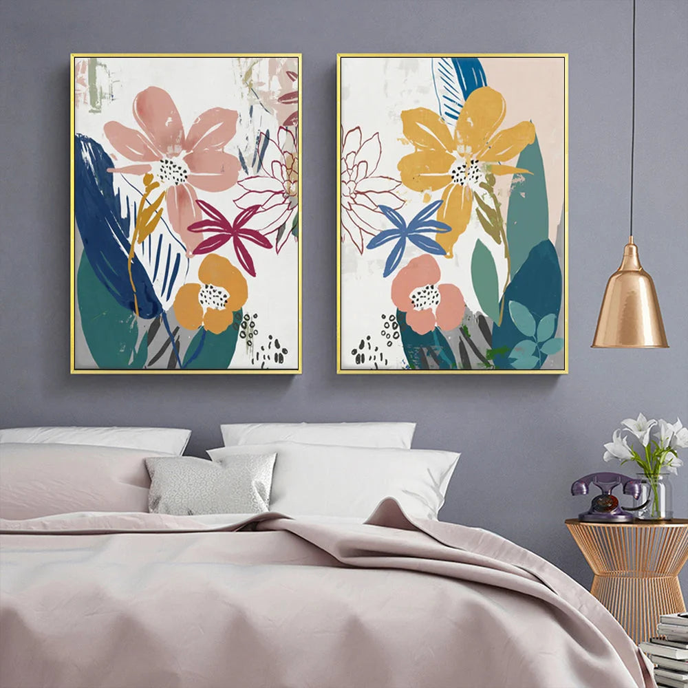 Summer Smile Wall Art Canvas 40cmx60cm 2 Sets Gold Frame