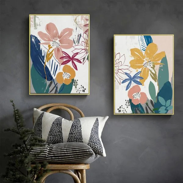 Summer Smile Wall Art Canvas 40cmx60cm 2 Sets Gold Frame