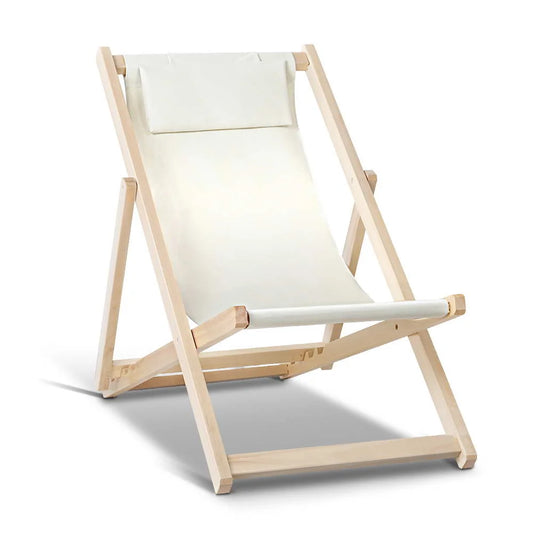 Sun Lounge Chairs Outdoor Furniture, Folding Wooden Deck Patio Beach