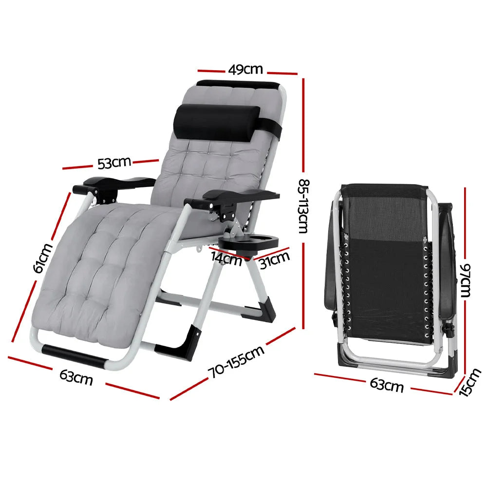 Sun Lounge Folding Lounger Camping Zero Gravity Chair