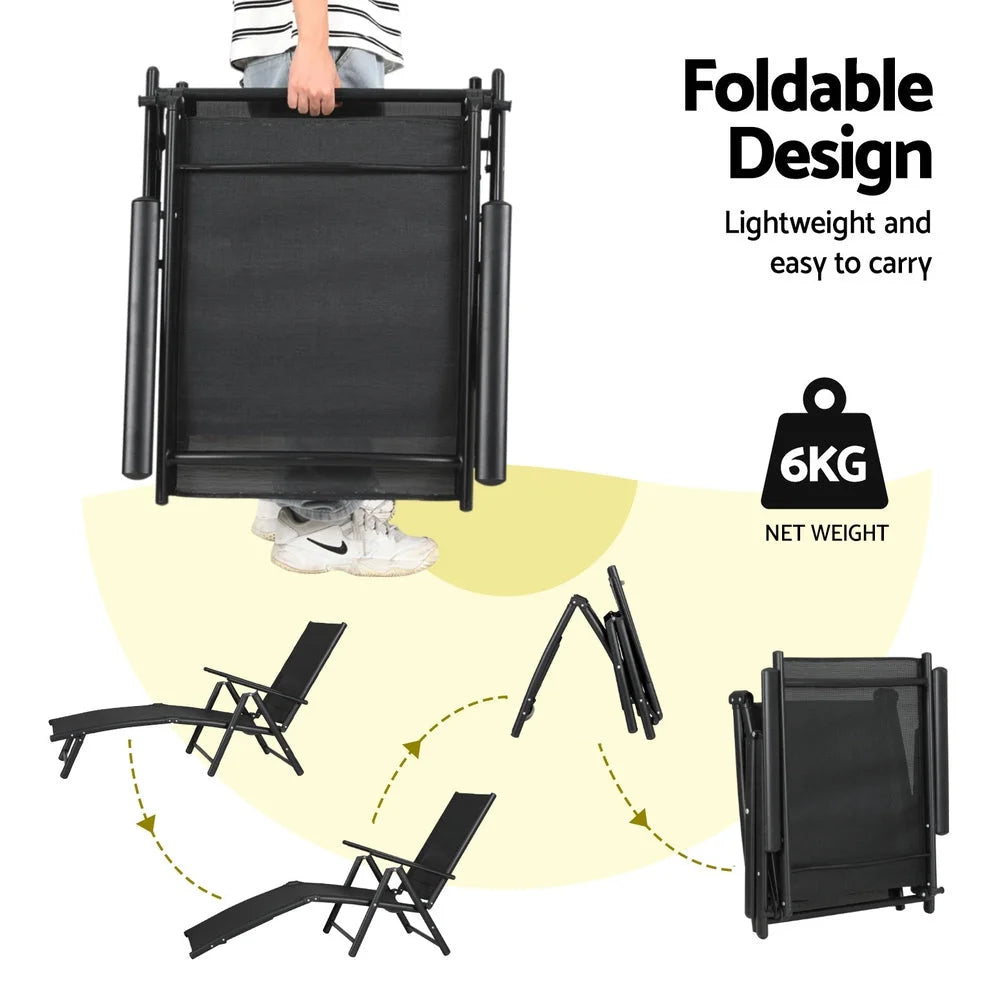 Sun Lounge Outdoor Lounger Aluminium Folding Beach Chair