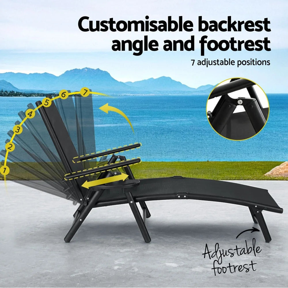 Sun Lounge Outdoor Lounger Aluminium Folding Beach Chair