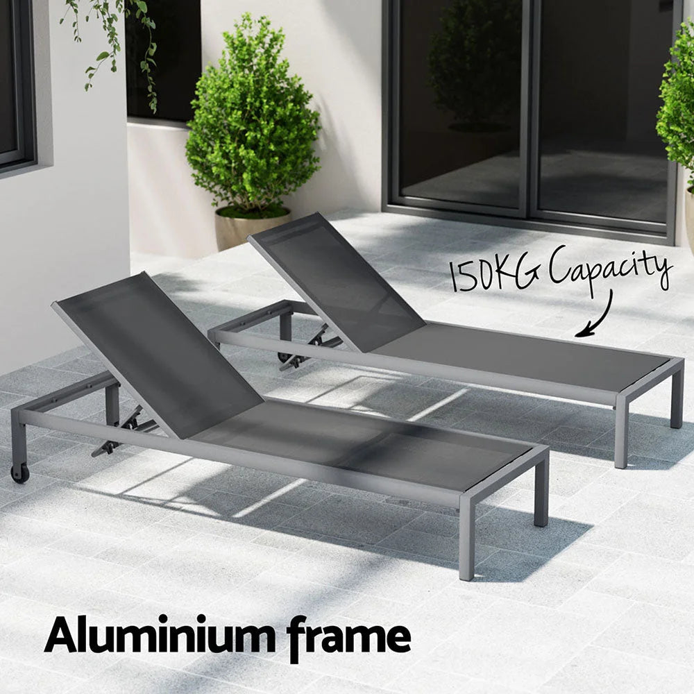Sun Lounge Outdoor Lounger Aluminium Folding Beach Chair