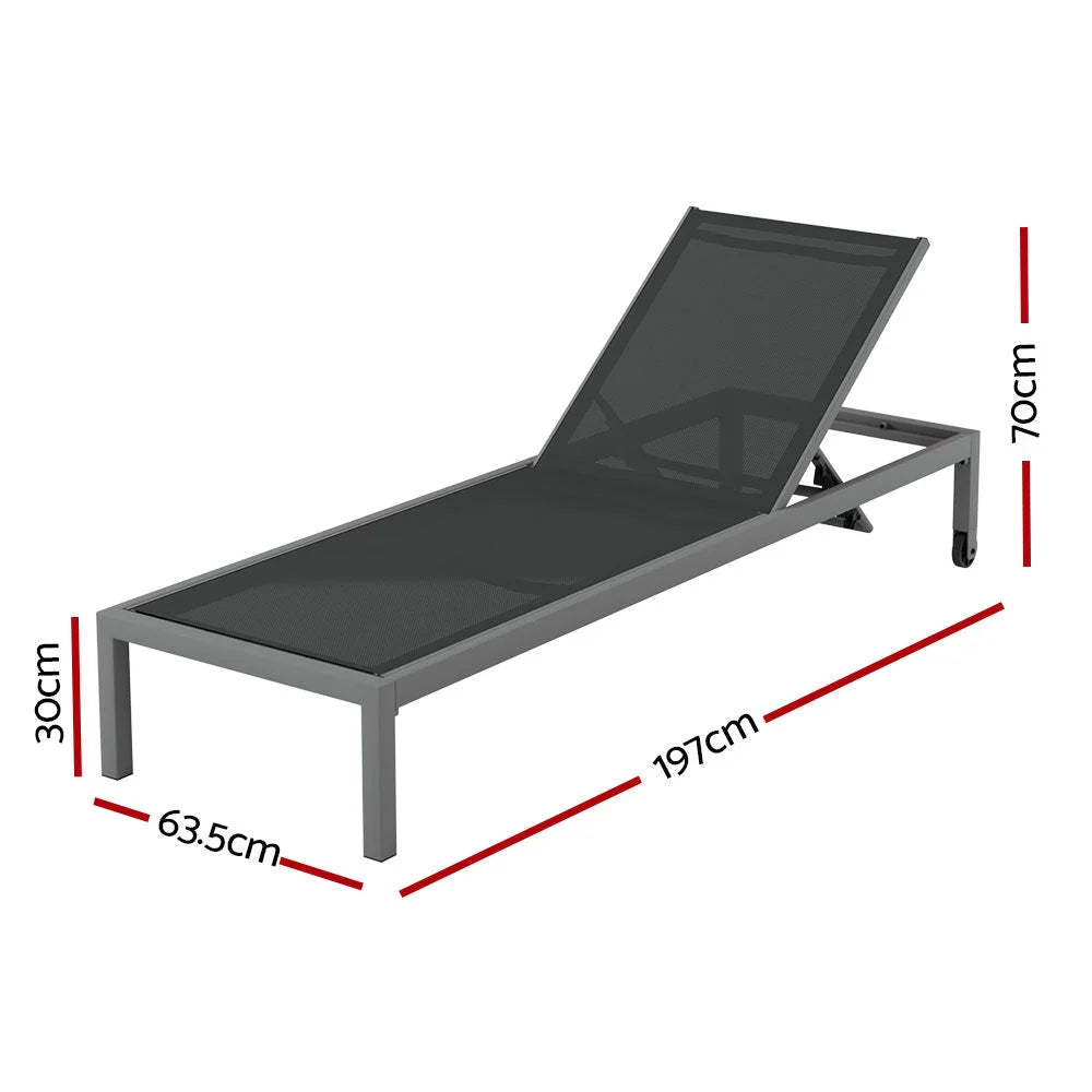 Sun Lounge Outdoor Lounger Aluminium Folding Beach Chair