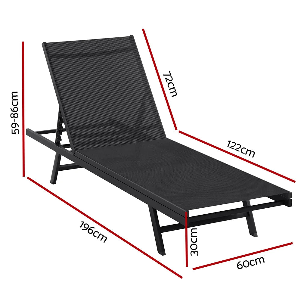 Sun Lounge Outdoor Lounger Steel Beach Chair Patio