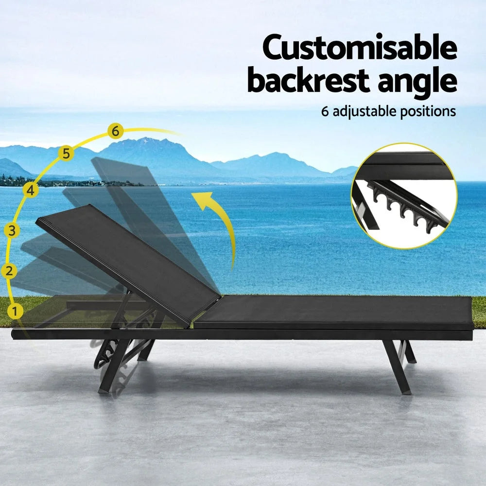 Sun Lounge Outdoor Lounger Steel Beach Chair Patio