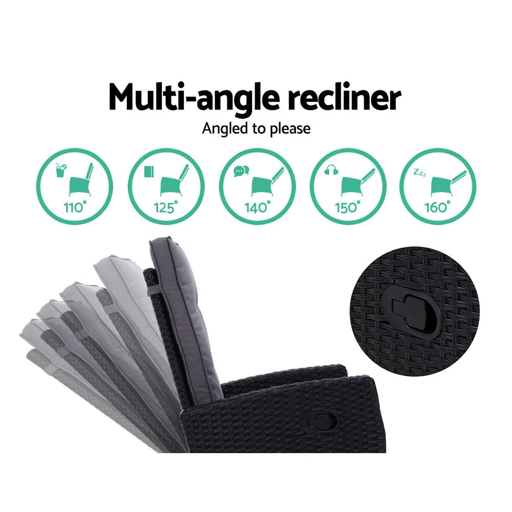 Sun lounge Recliner Chair Wicker Lounger Sofa Day Bed