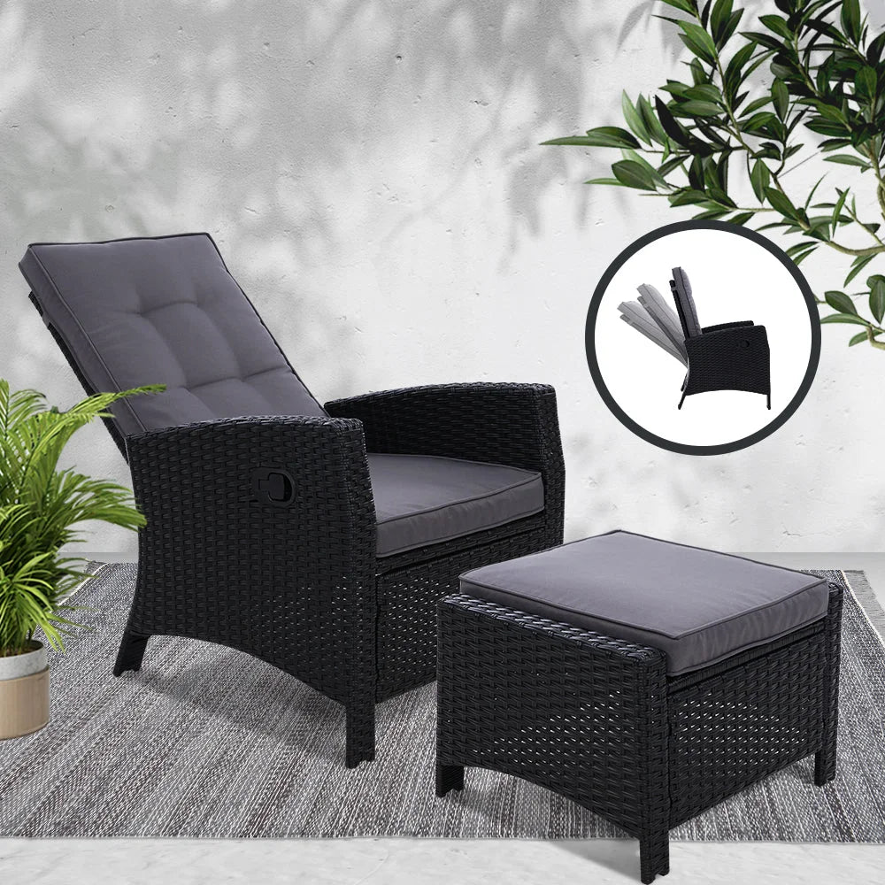 Sun lounge Recliner Chair Wicker Lounger Sofa Day Bed