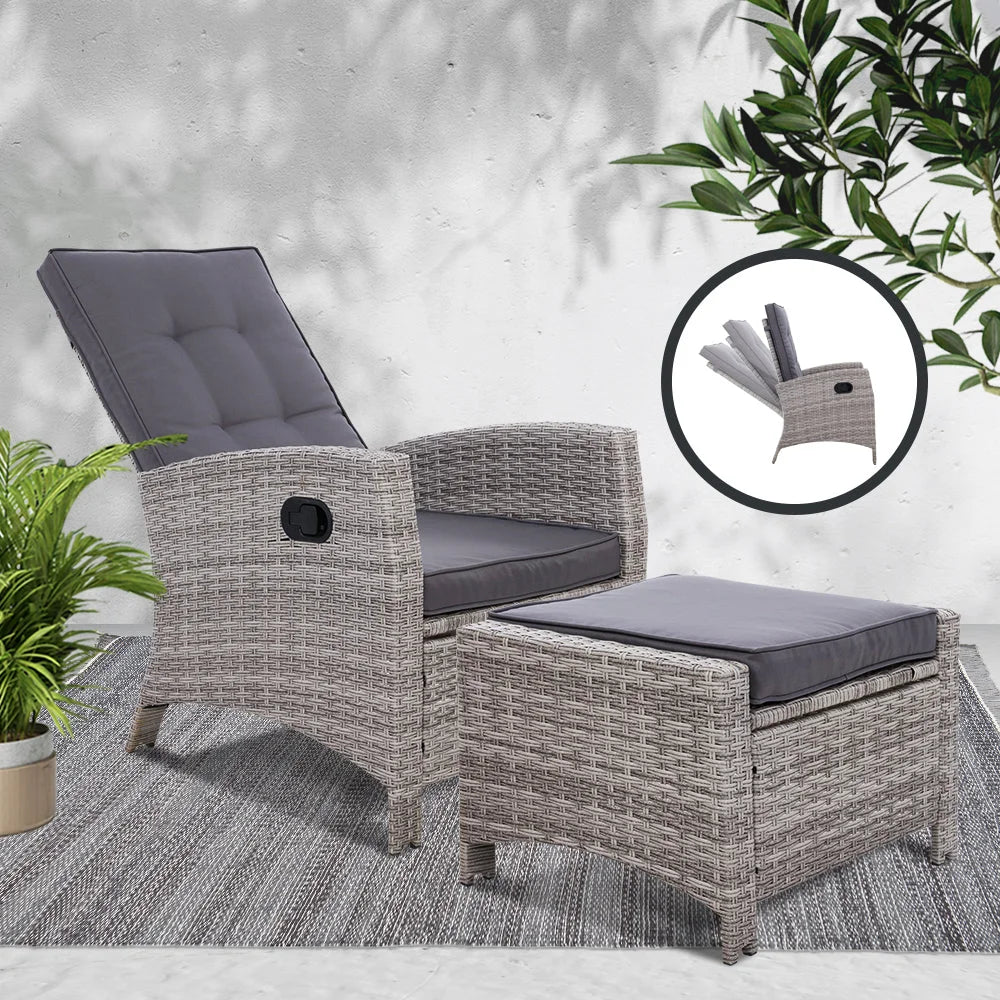 Sun lounge Recliner Chair Wicker Lounger Sofa Day Bed