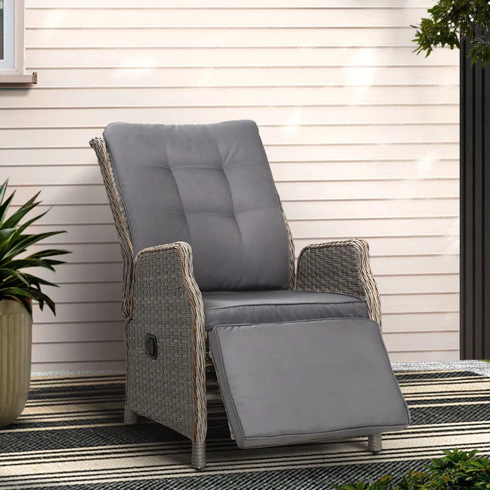 Wicker outdoor sun lounge with patio sun chair and matching low table