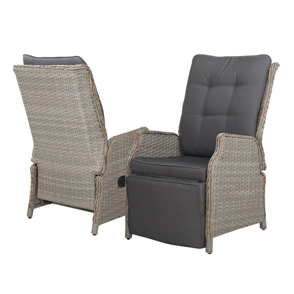 Wicker outdoor sun lounge with outdoor lounger frame and angled backrest