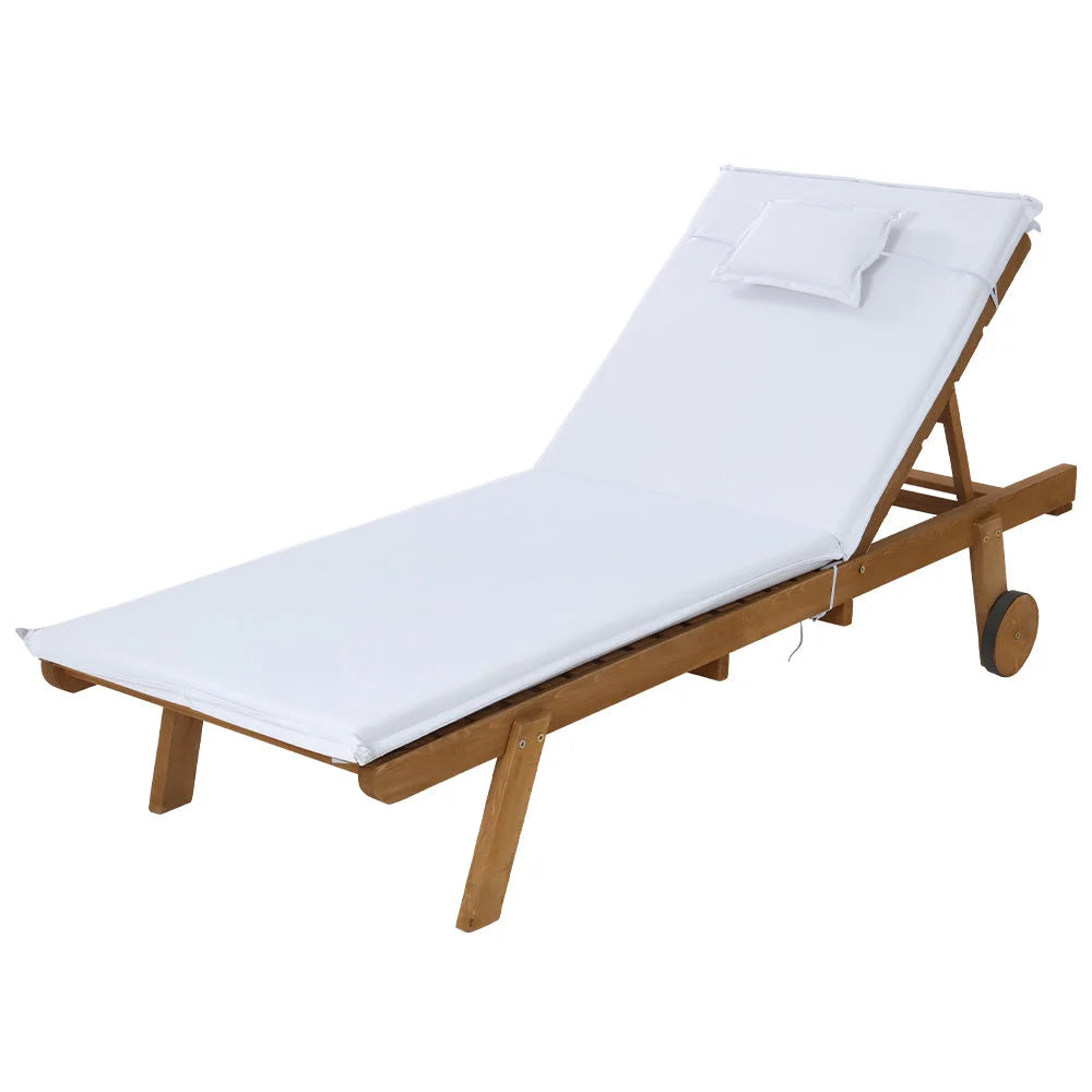 Sun Lounge Wicker Lounger Day Bed with Wheels - Patio
