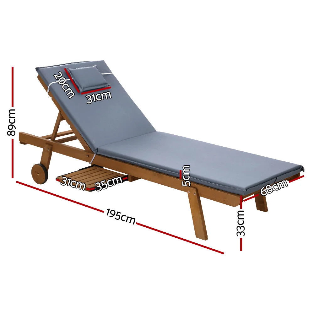 Sun Lounge Wicker Lounger Day Bed with Wheels - Patio