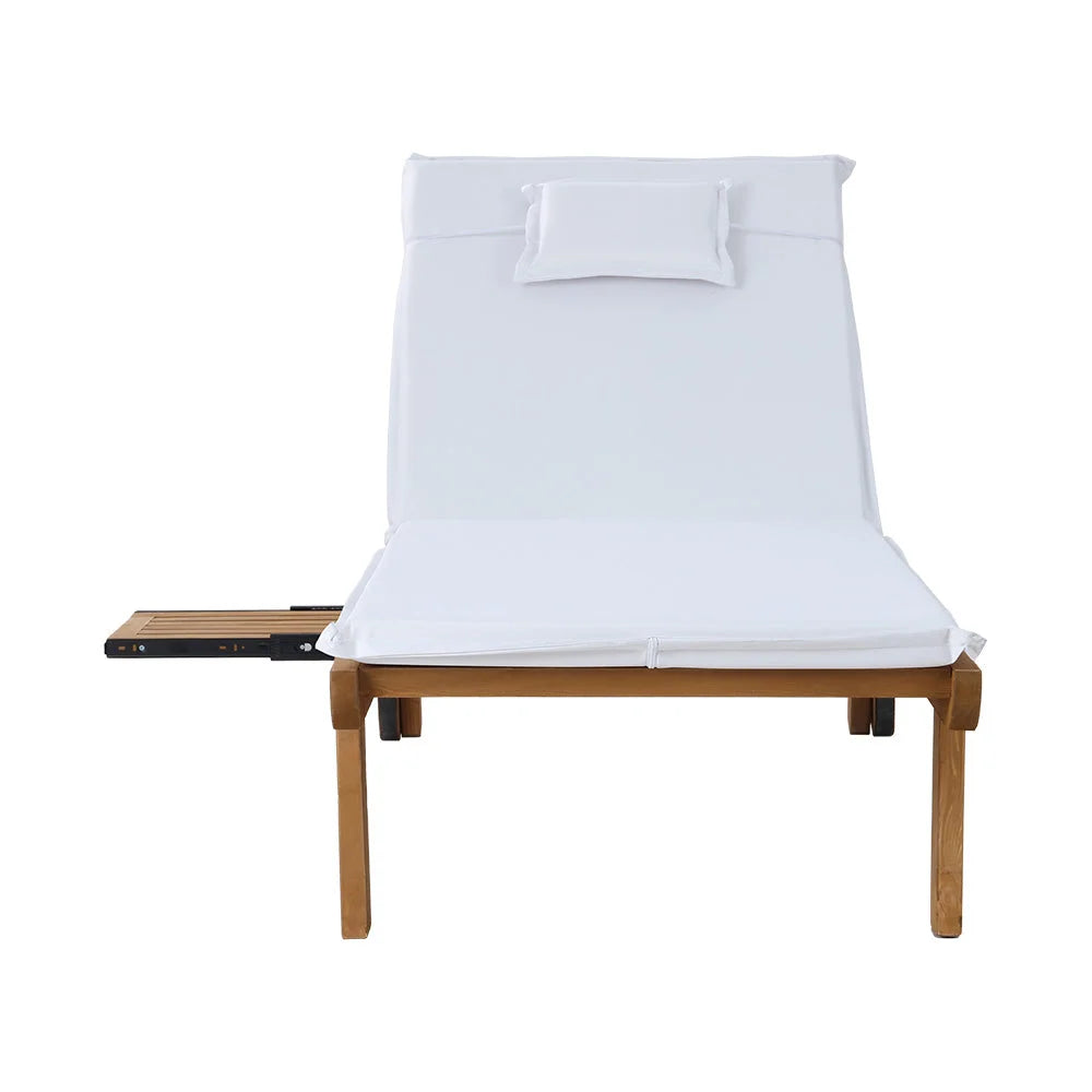 Sun Lounge Wicker Lounger Day Bed with Wheels - Patio