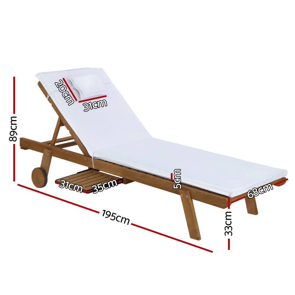Sun Lounge Wicker Lounger Day Bed with Wheels - Patio