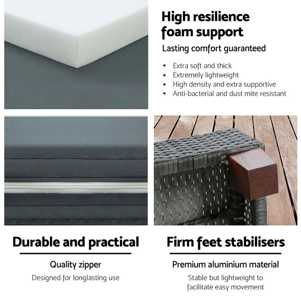 Sun Lounge Wicker Lounger Outdoor Furniture Day Bed Wheels