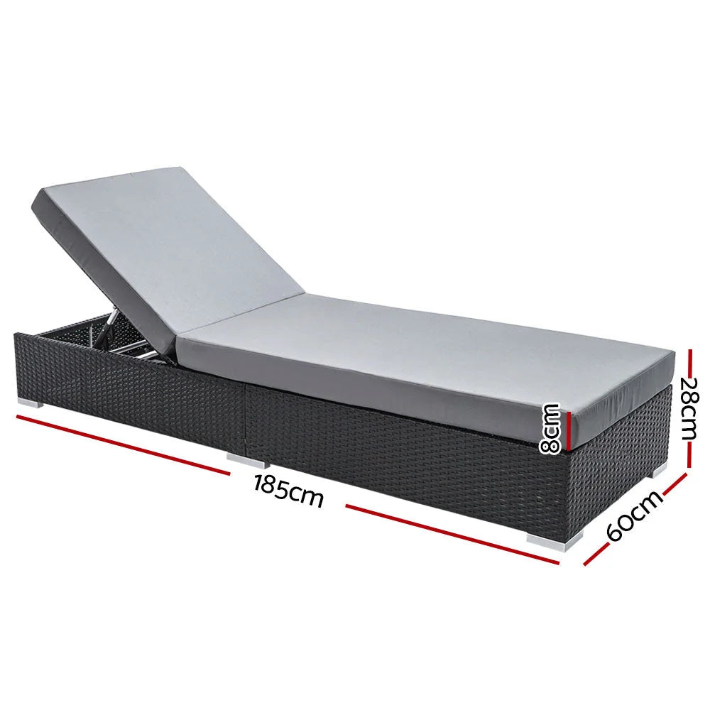 Sun Lounge Wicker Lounger Outdoor Furniture Rattan Garden