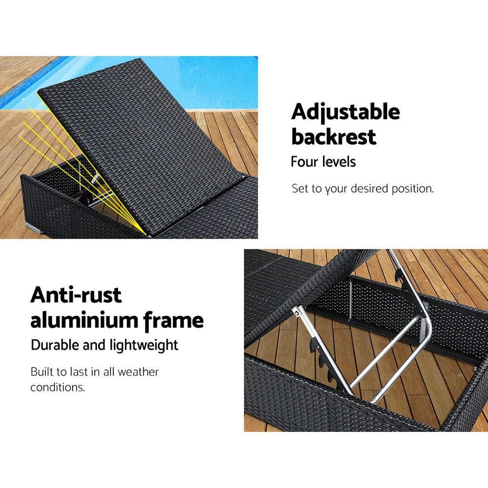 Sun Lounge Wicker Lounger Outdoor Furniture Rattan Garden