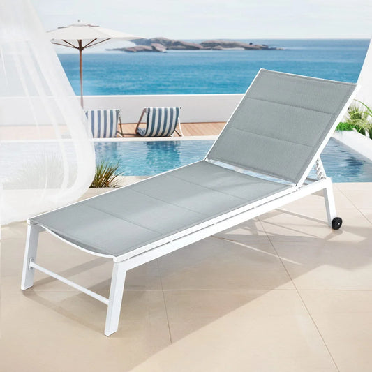 Sun Lounger Chaise Lounge with Wheels Patio Furniture
