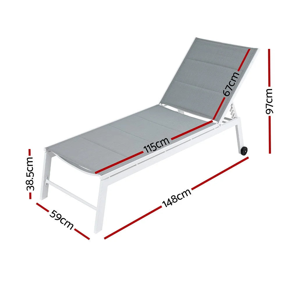 Sun Lounger Chaise Lounge with Wheels Patio Furniture Outdoor Setting