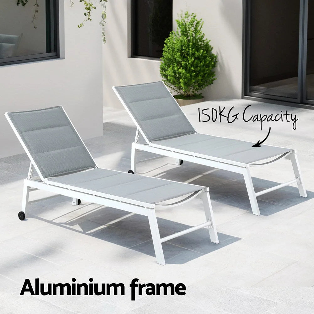 Sun Lounger Chaise Lounge with Wheels Patio Furniture