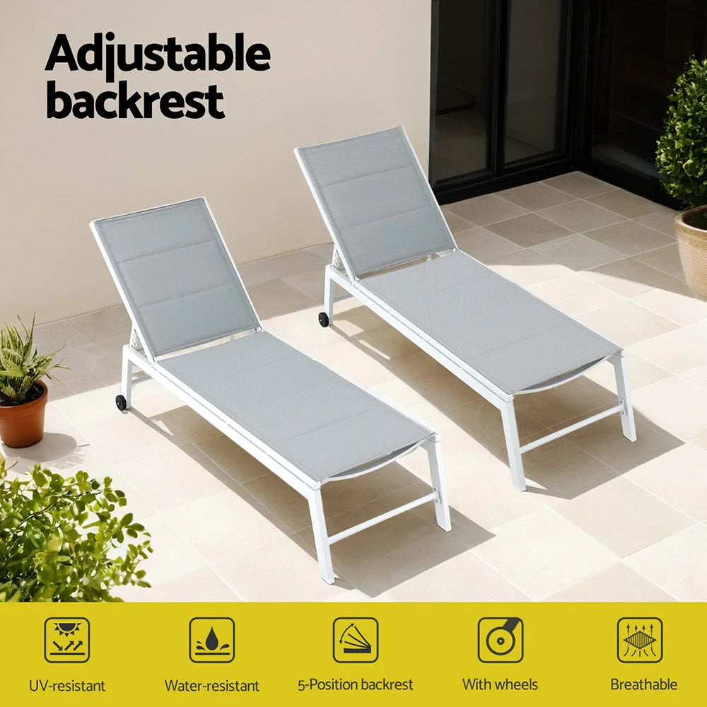 Sun Lounger Chaise Lounge with Wheels Patio Furniture