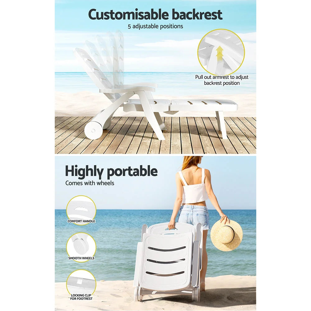Sun lounger folding with shape details and included parts
