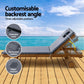 Sun Lounger Wicker Lounge Day Bed with Wheels for Patio