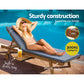 Sun Lounger Wicker Lounge Day Bed with Wheels for Patio