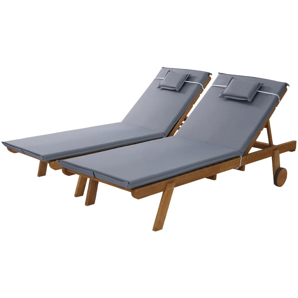 Sun Lounger Wicker Lounge Day Bed with Wheels for Patio