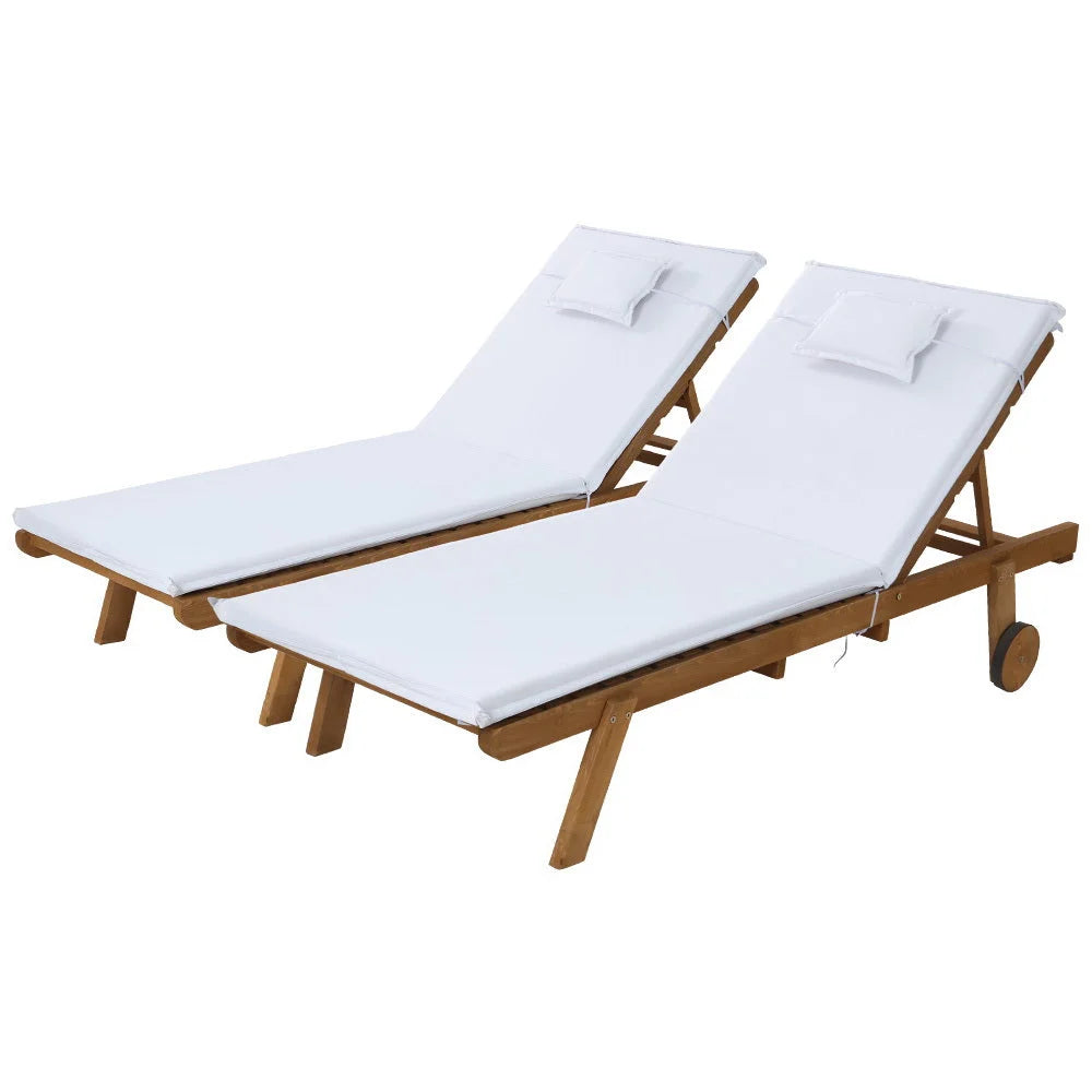 Sun Lounger Wicker Lounge Day Bed with Wheels - Patio