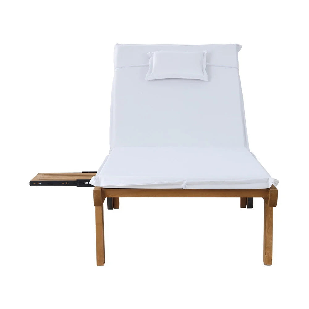 Sun Lounger Wicker Lounge Day Bed with Wheels - Patio