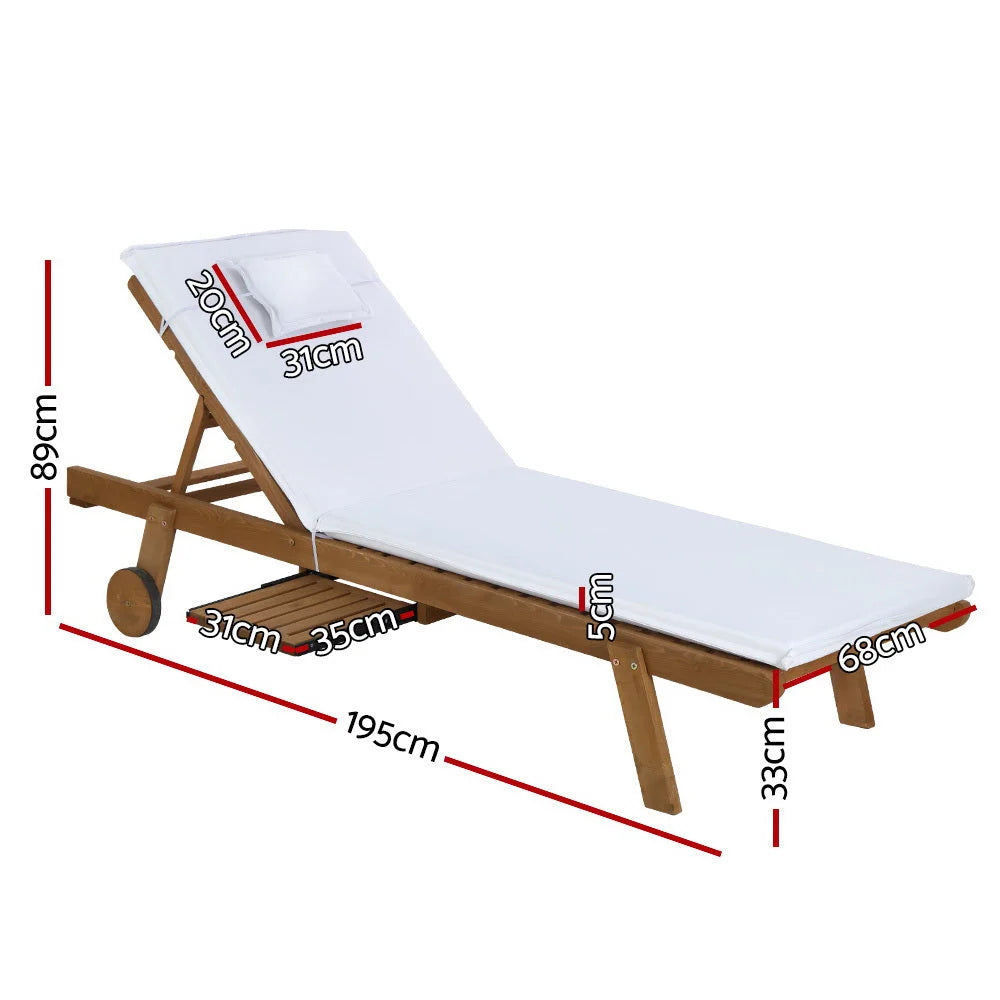 Sun Lounger Wicker Lounge Day Bed with Wheels - Patio
