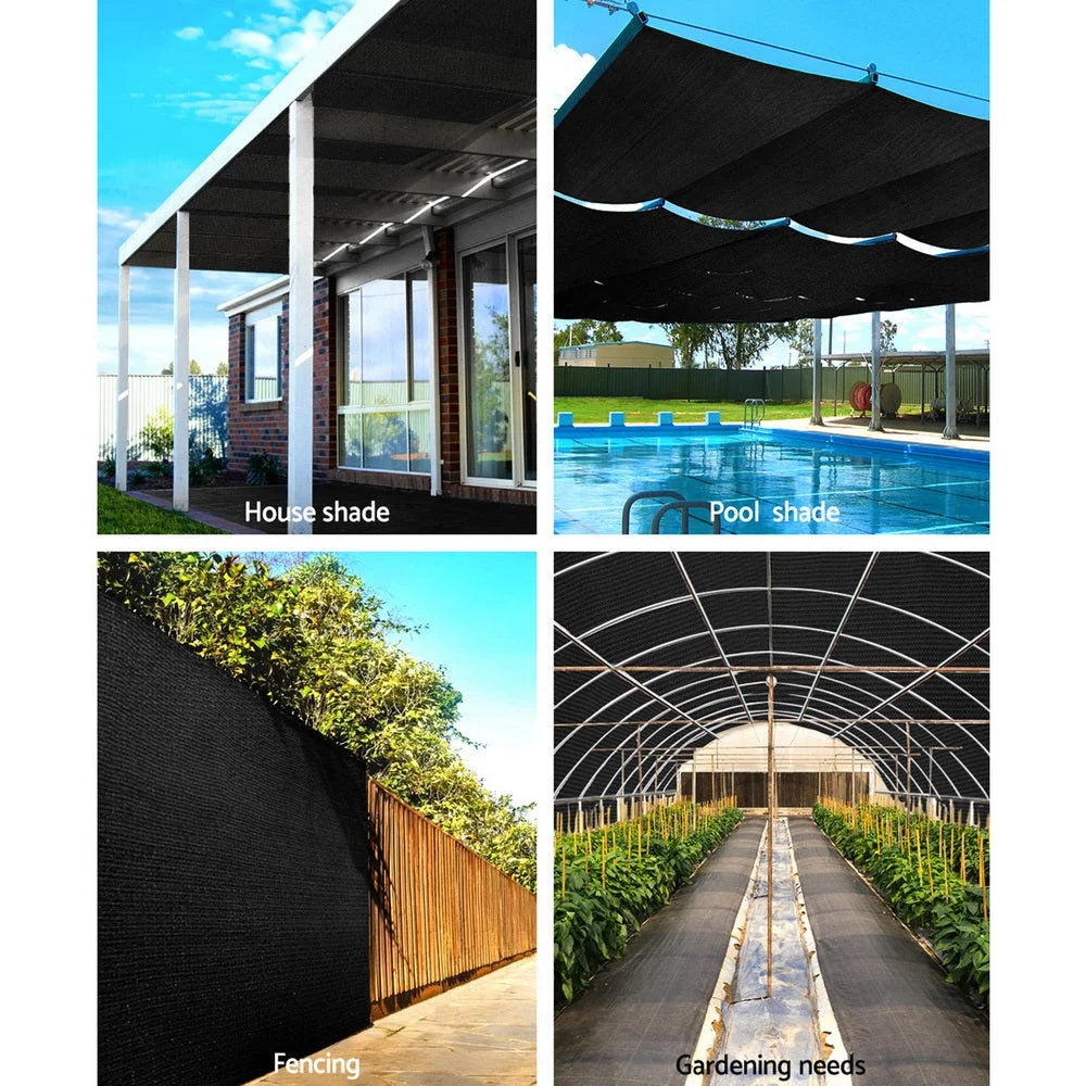 Sun Shade Cloth 50% 1.83×20m 100gsm Black Mesh - Instahut