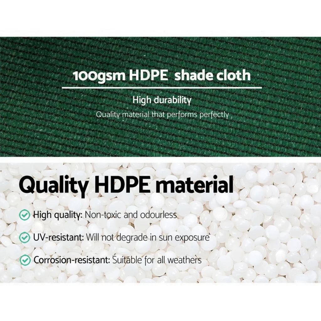 Green mesh 30m shade sail with material weave and tidy border