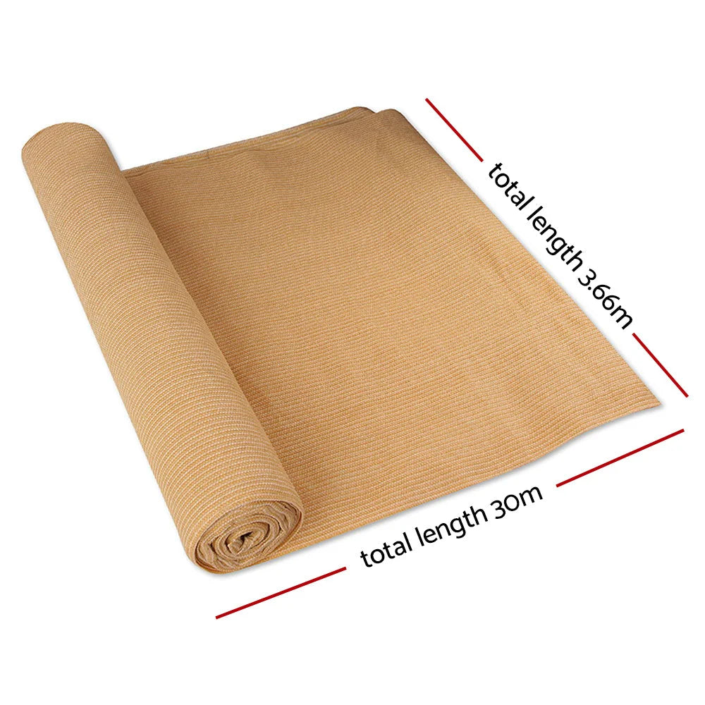 Sun Shade Cloth 70% 3.66×30m Beige Mesh Outdoor - Instahut
