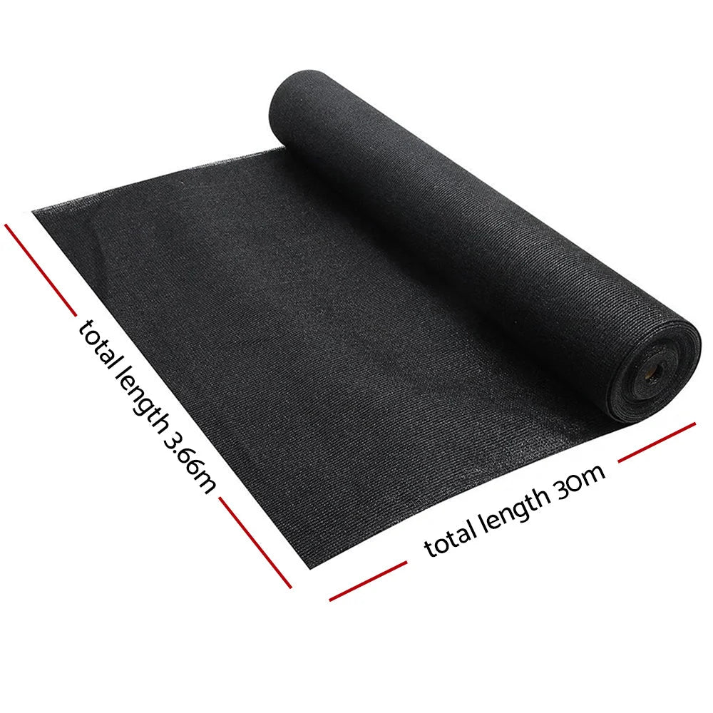 Sun Shade Cloth 70% 3.66×30m Black Mesh Outdoor - Instahut