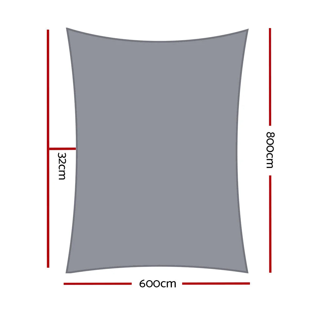 Sun Shade Sail Cloth Outdoor Canopy Rectangle 280gsm - 6x8M