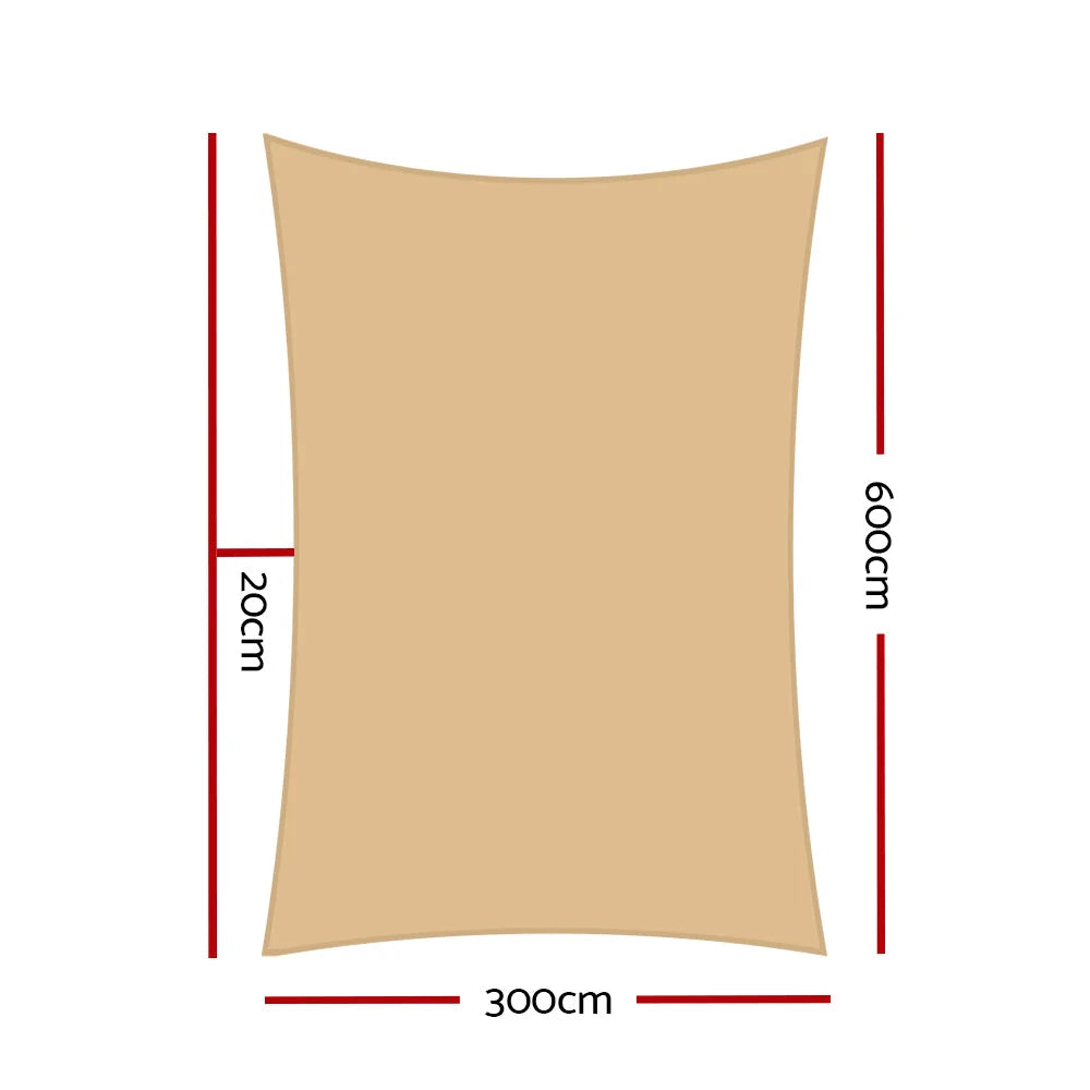 3x6m shade sail with fabric texture and stitched trim