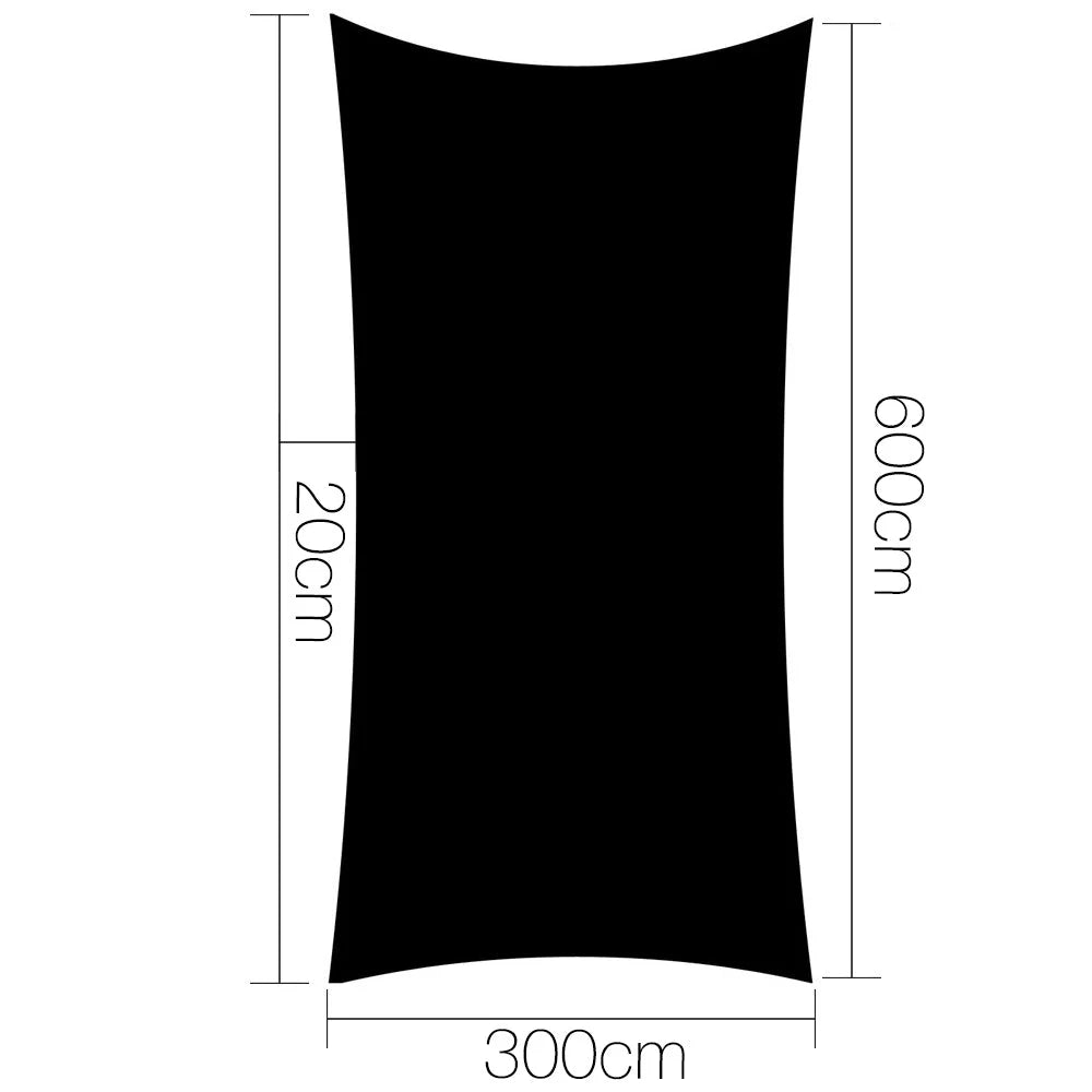 6m 3x6m sun shade sail with side edge stitching and layered fabric