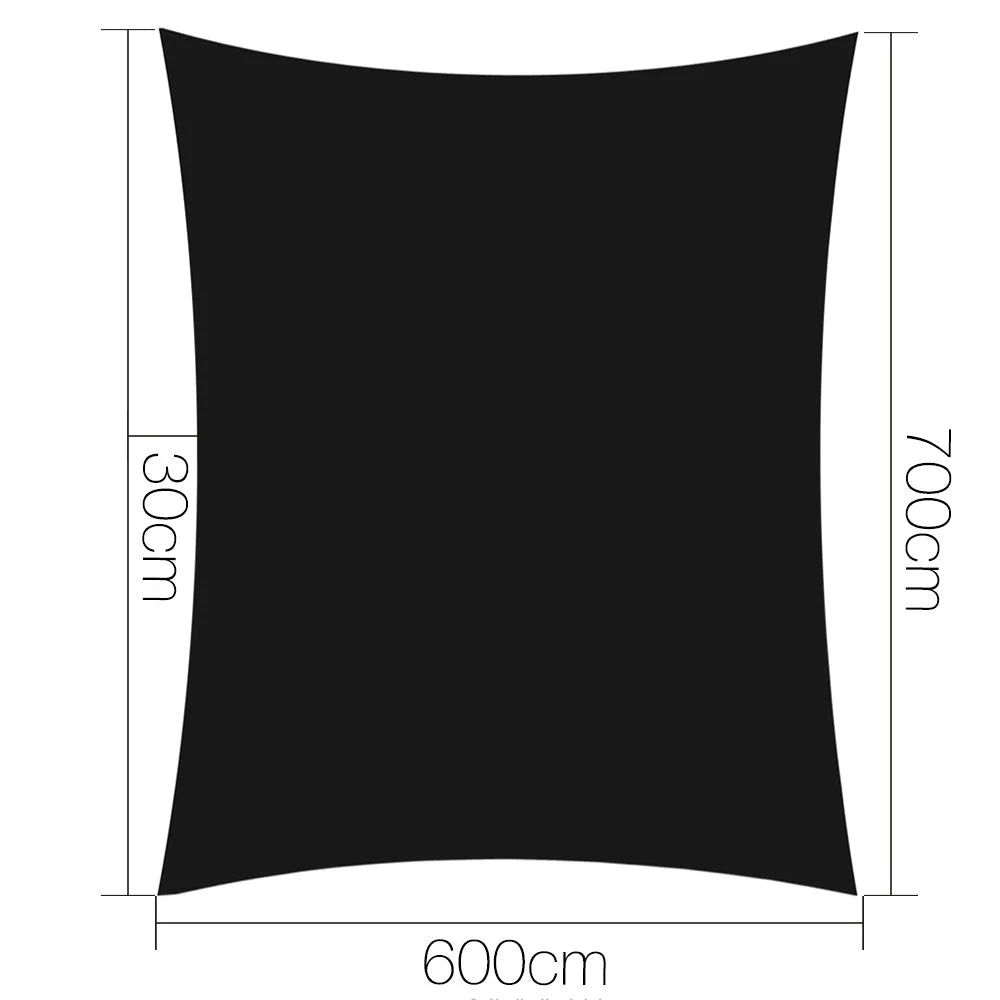 7m shade sail with textile finish and neat seams