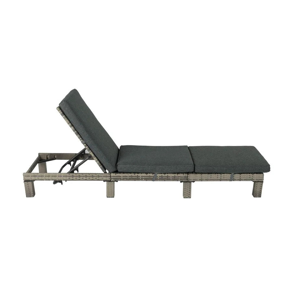 Sunbed Grey Rattan with Adjustable Recline - Furniture